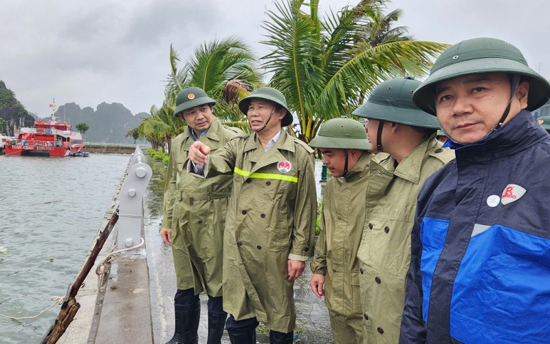 Thứ trưởng Phùng Đức Tiến kiểm tra công tác phòng, chống bão số 3 tại Quảng Ninh