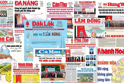 Hình ảnh trang nhất báo Đảng địa phương xuất bản ngày 1/7 sau khi sáp nhập tỉnh, thành phố